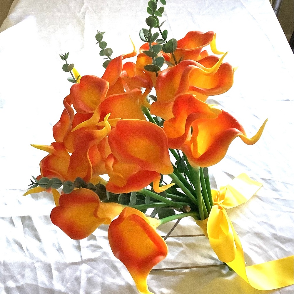 20 stem calla lily and greenery bridal bouquet…you choose colors